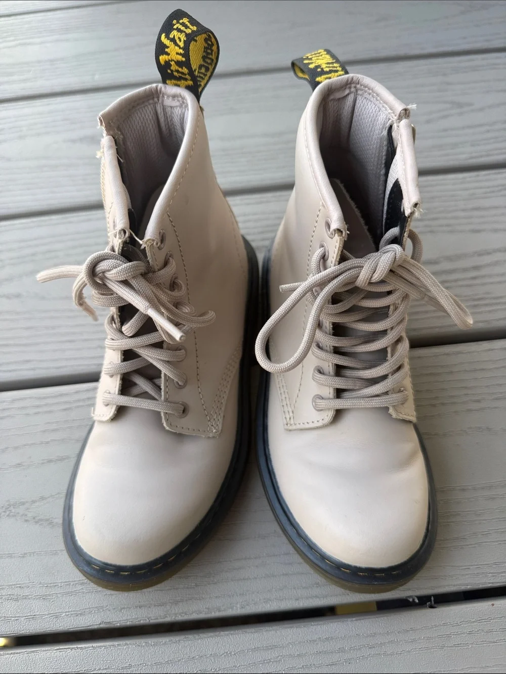 Dr. Martens Kid's Collection 1460 Lace Up W/ Zip Up Boot Taupe Size 13 US, NWOT